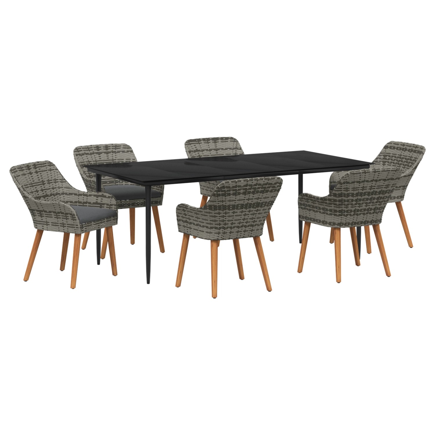 vidaXL 7-Teiliges Garten Essset Grau Poly Rattan 3261682 günstig online kaufen