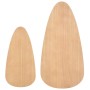 Zwei holzfarbene, tropfenförmige MDF-Tischplatten für ein vidaXL Couchtisch-Set. Modernes Design für Wohnzimmer.