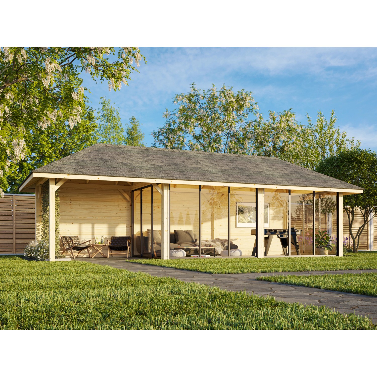 Palmako Pavillon Bianca Set 218 Slide 876 x 300 cm Lackiert Weiß FSC® günstig online kaufen