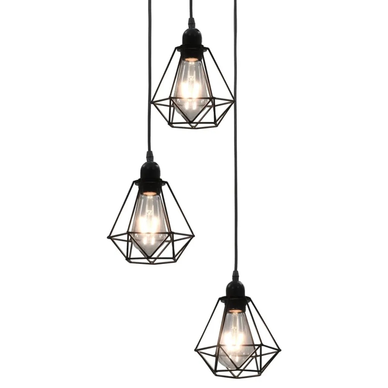 vidaXL Deckenleuchte mit Diamant-Design Schwarz 3 x E27 Glühbirnen 281634