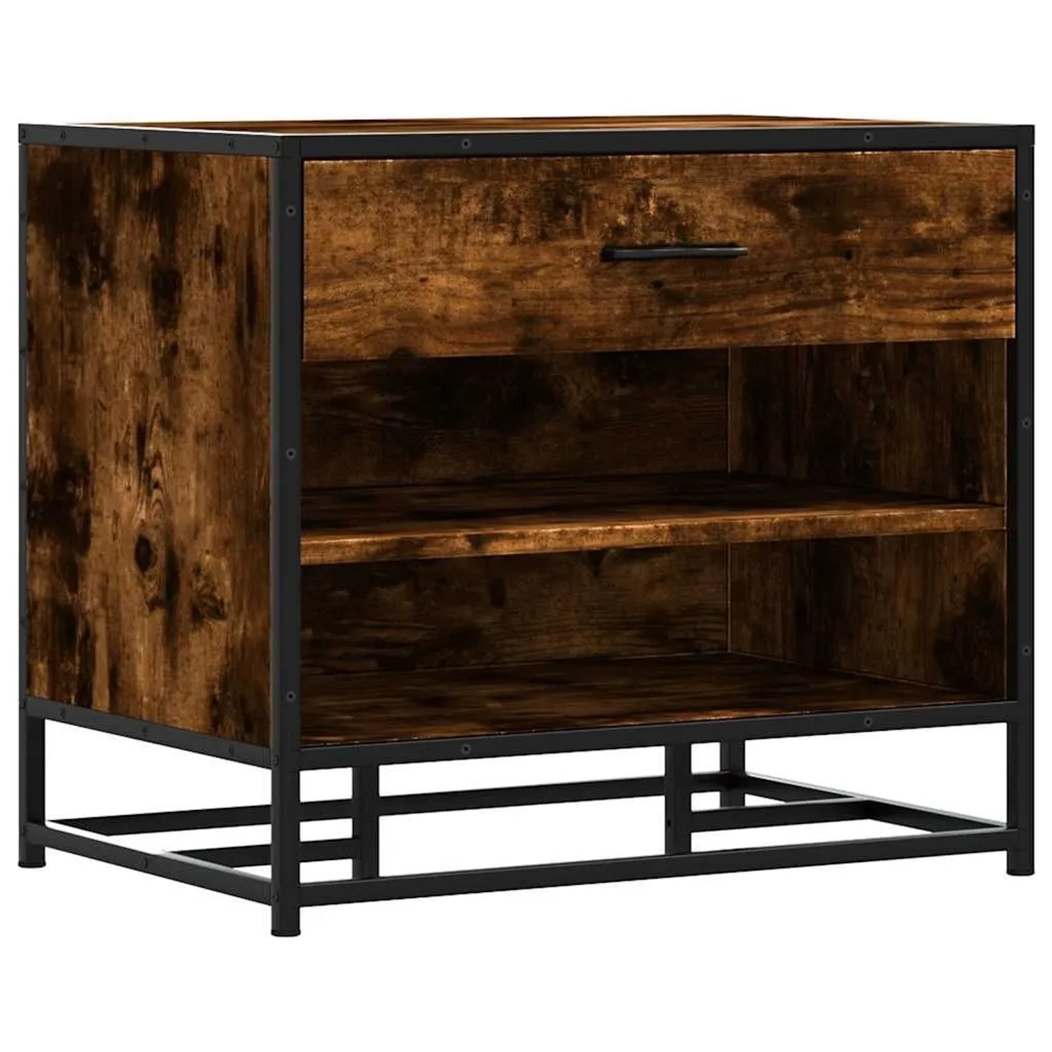 vidaXL Schuhbank Räuchereiche 60x40x53,5 cm Holzwerkstoff und Metall 849221