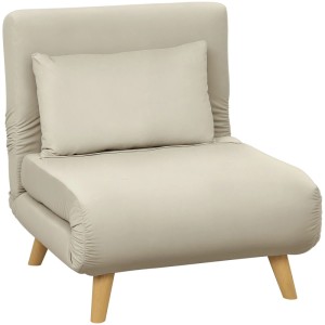 Beiger HOMCOM Schlafsessel aus Polyester mit Holzelementen, 3-in-1 Loungesessel und Gästebett.