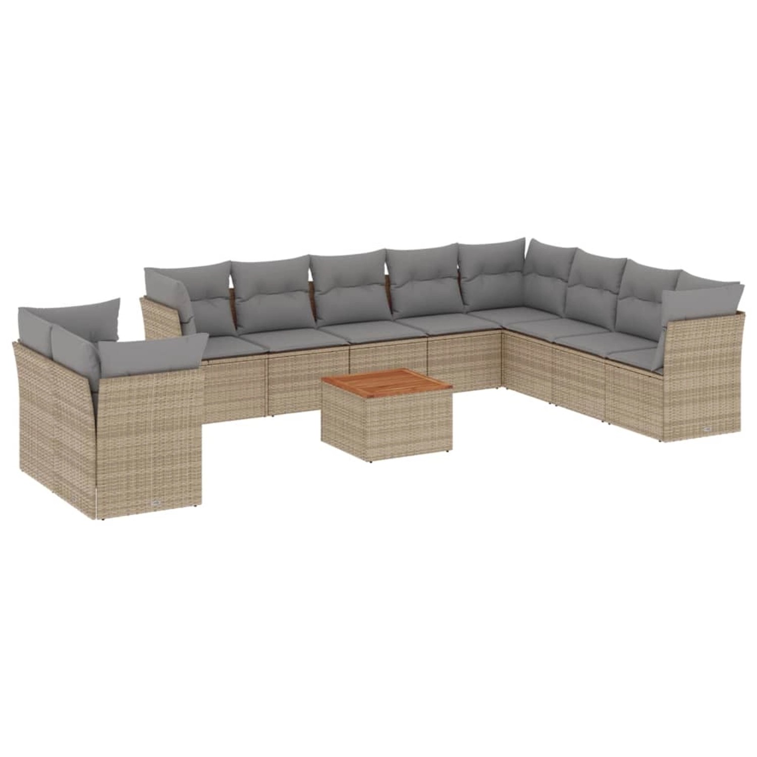 vidaXL 11-Tlg Garten-Sofagarnitur mit Kissen Beige Poly Rattan 3223721 günstig online kaufen