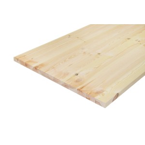 Helle Kiefer Massivholz Arbeitsplatte, 240x60x2,8 cm, mit natürlicher Holzmaserung.