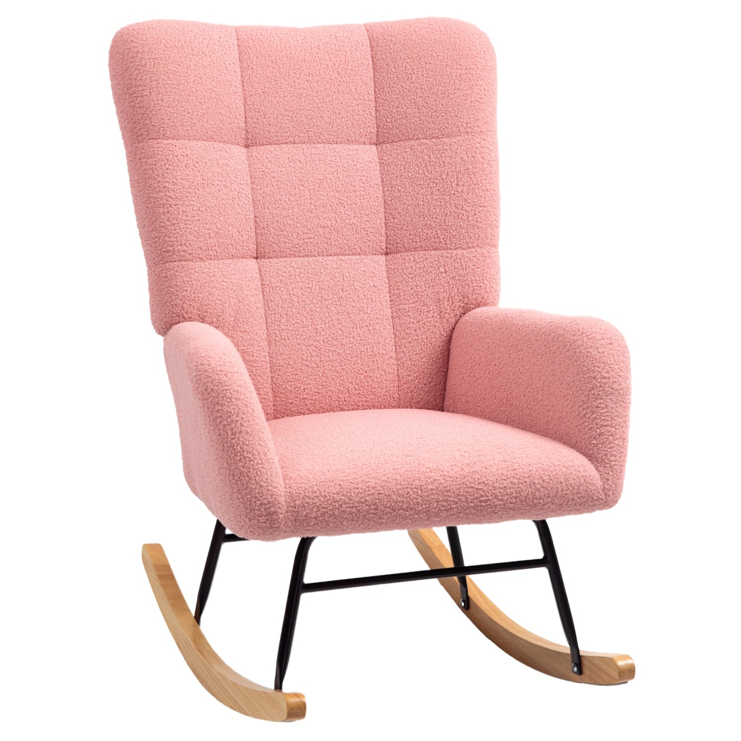HOMCOM Schaukelstuhl mit Armlehne Teddysamt Rosa 94L x 70B x 100H cm günstig online kaufen