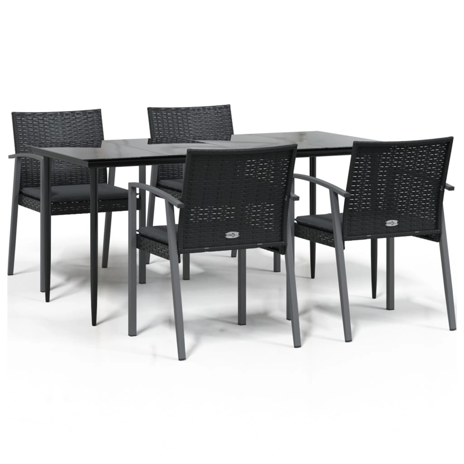 vidaXL 5-Tlg Garten-Essgruppe mit Kissen Poly Rattan und Stahl 3186979 günstig online kaufen