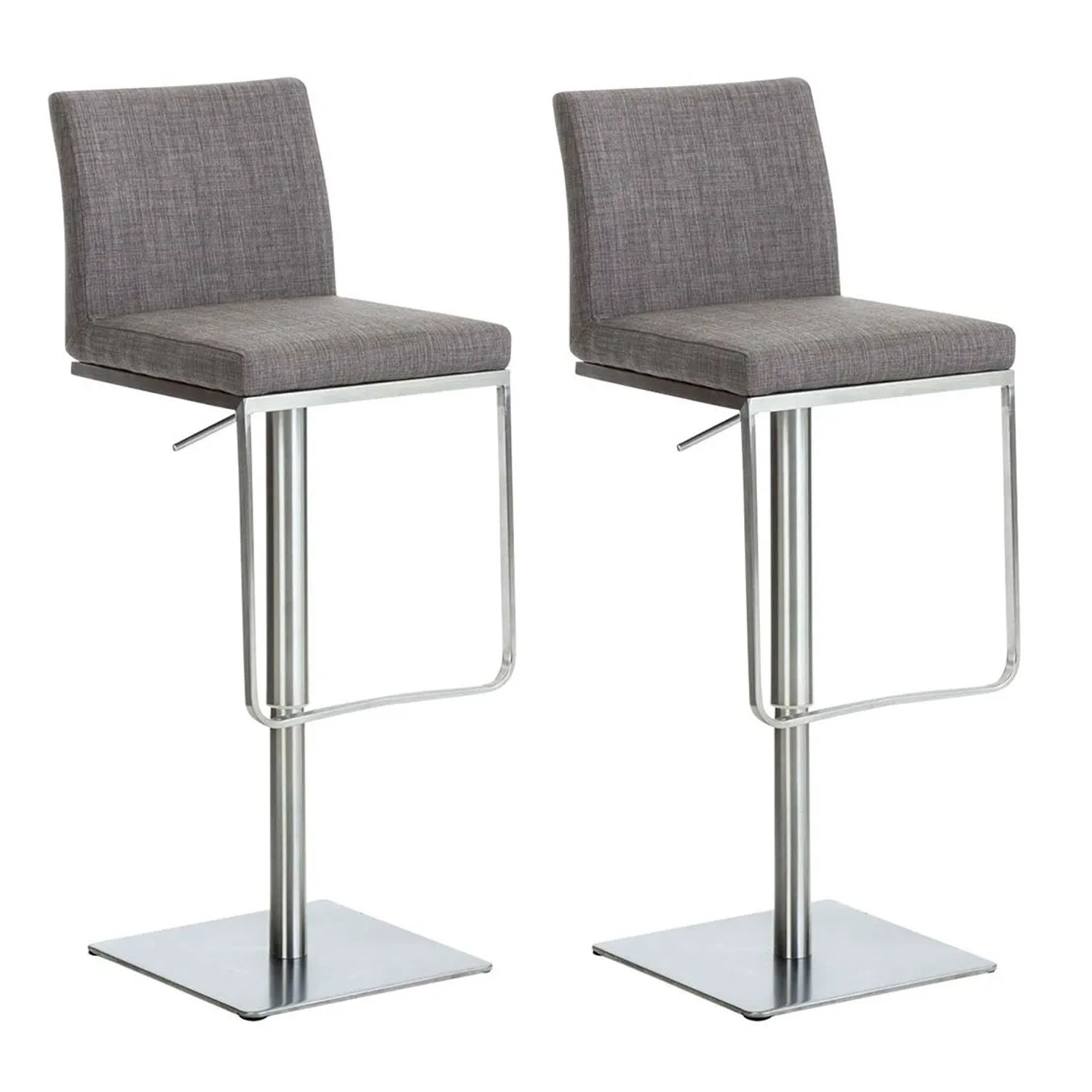 CLP 2er Set Barhocker Panama Stoffbezug Grau/Edelstahl