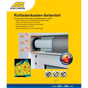 Rollladenkasten Dämmung Seitenteil zur Isolierung, 2 Stück. Ergänzt die Dämm-Matte und schützt vor Wärmeverlust.