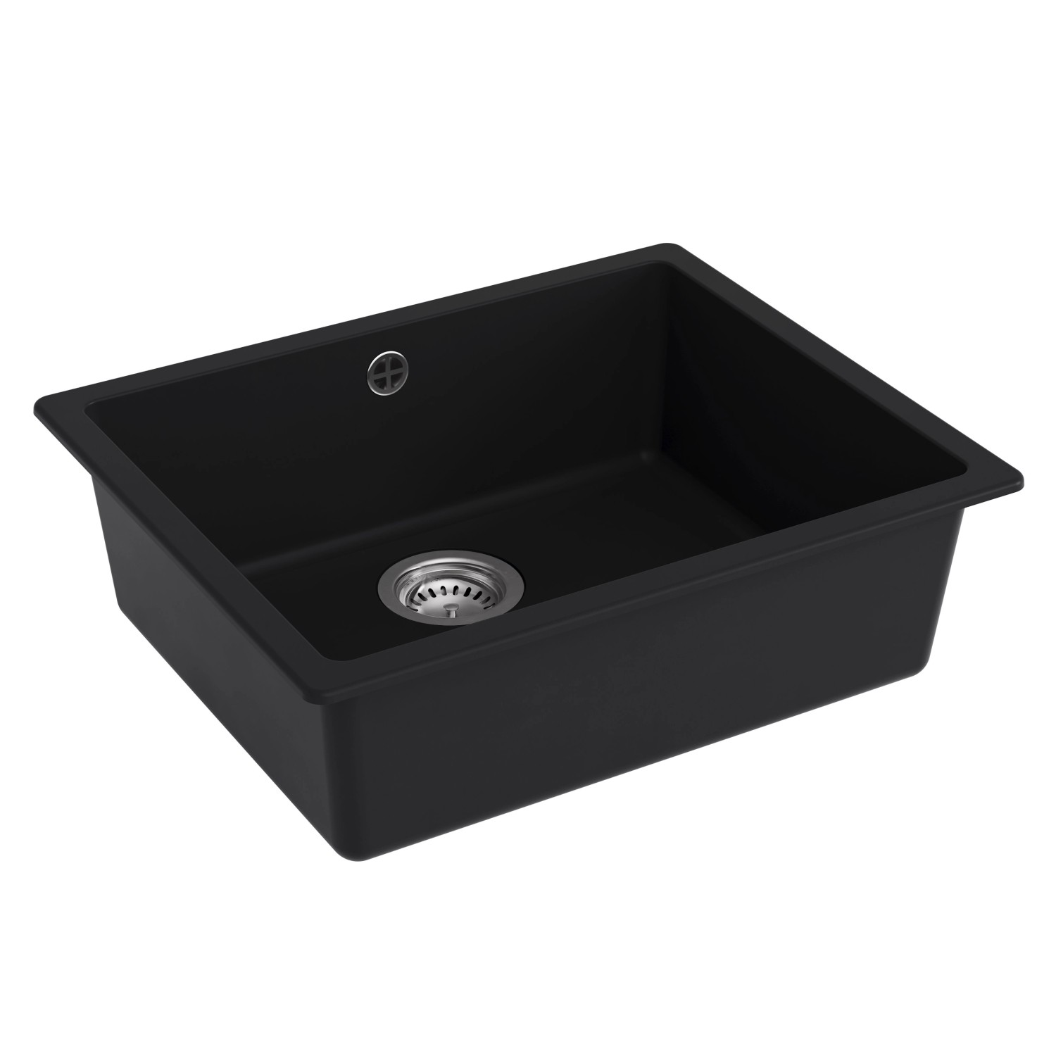 Carea Einbauspüle Modula in Schwarz: moderne Granitspüle ohne Abtropffläche.