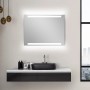 DSK LED-Lichtspiegel Silver Conde Light, 80x60 cm, mit Aluminiumrahmen und Raumlichteffekt.