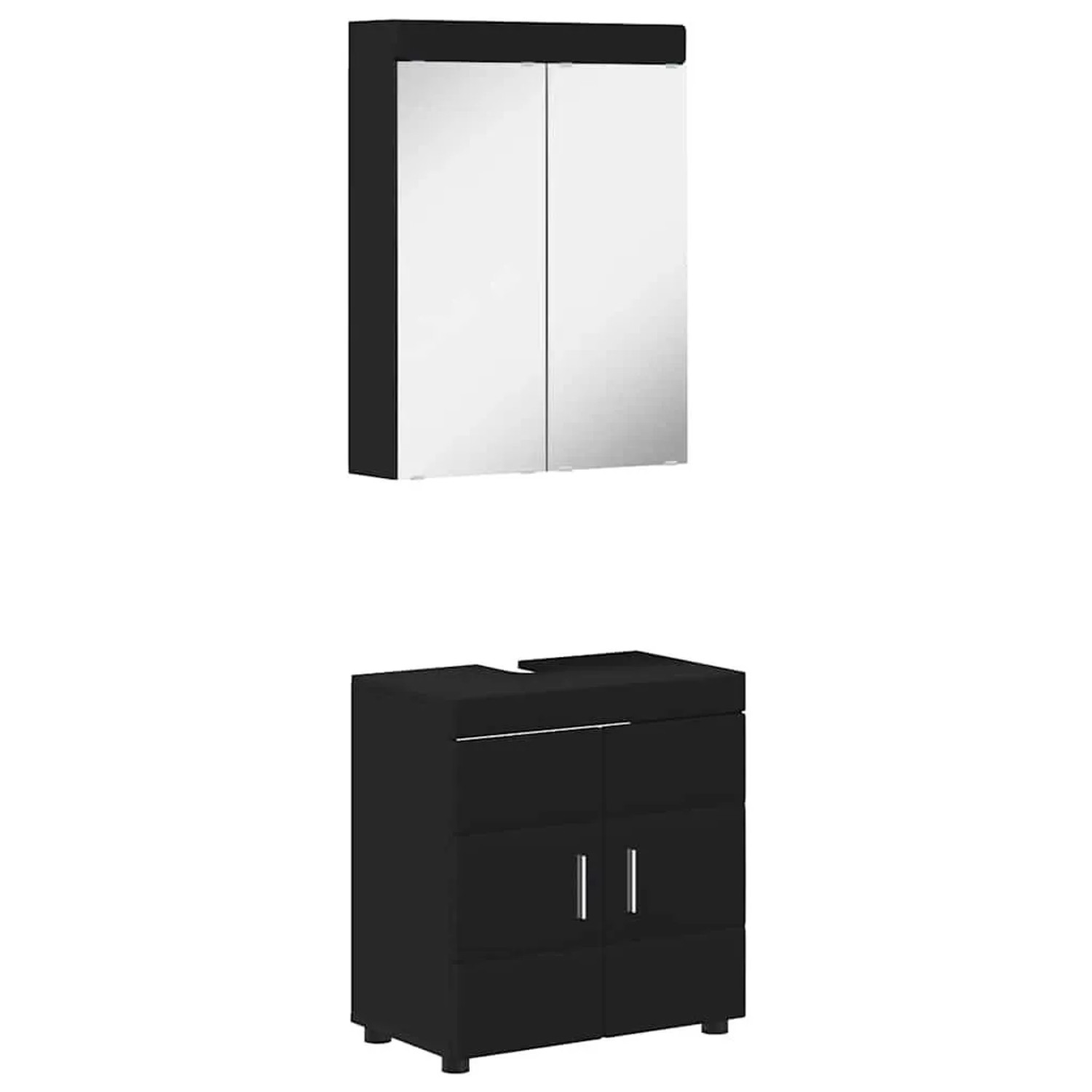 vidaXL Badezimmermöbel-Set mit Regal TULUM Schwarz Holzwerkstoff 3398015