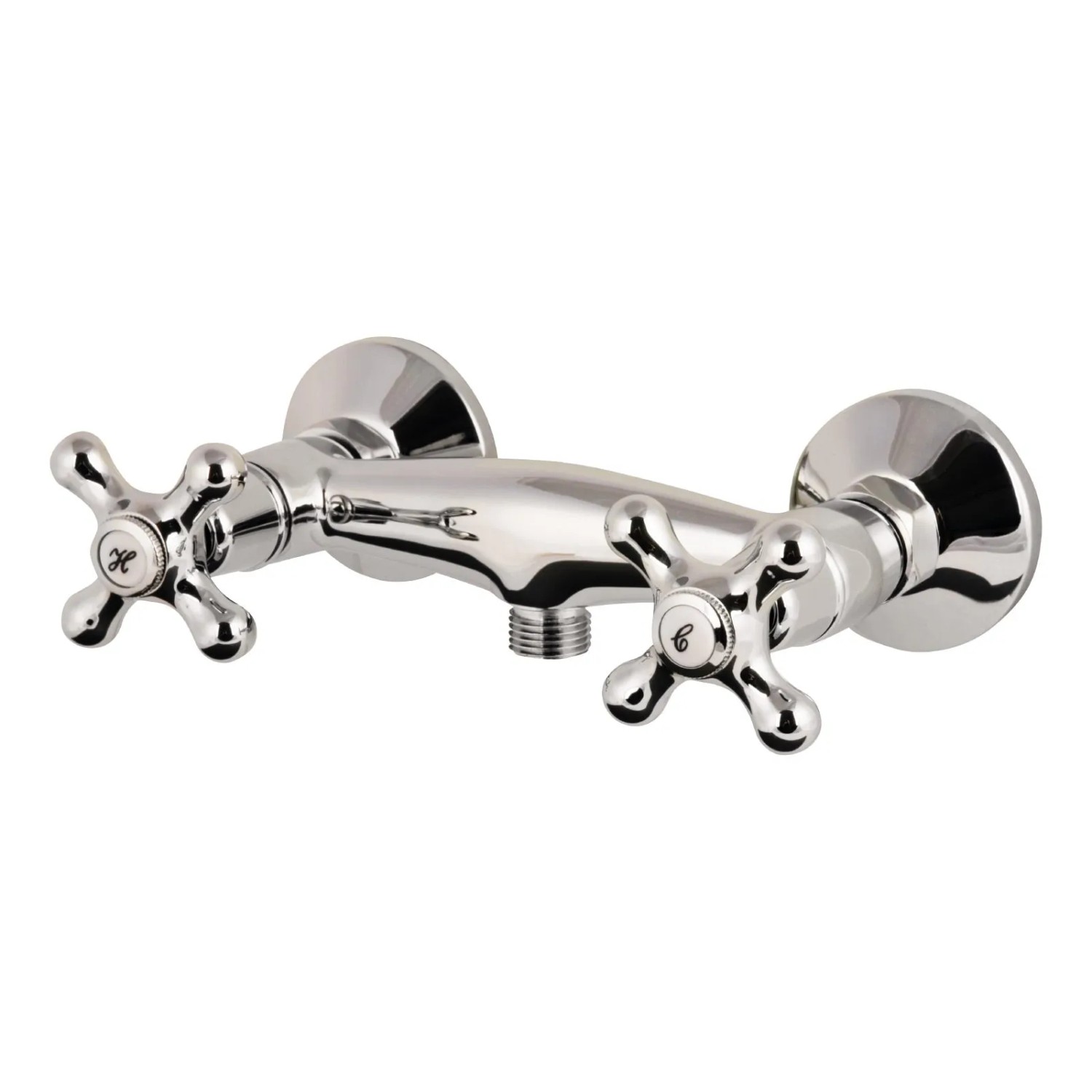 Calmwaters Zweigriffmischer Dusche Retro Cross Kreuzgriffe Chrom 