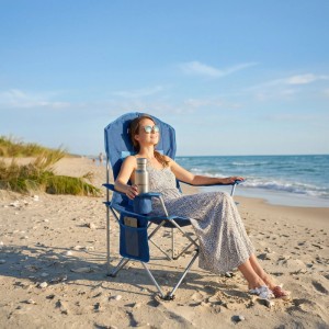 Relaxdays Campingstuhl Stahl Blau Faltbar 108 cm x 86 cm x 61 cm