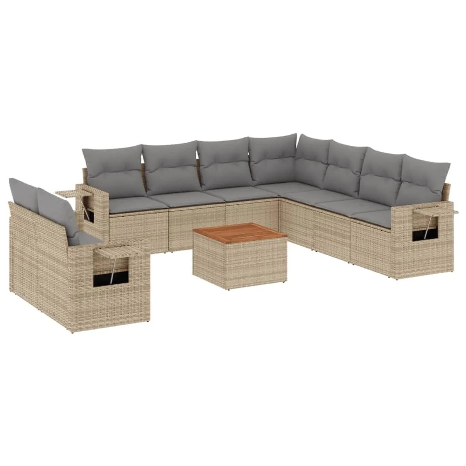vidaXL 10-Tlg Garten-Sofagarnitur mit Kissen Beige Poly Rattan 3224631 günstig online kaufen