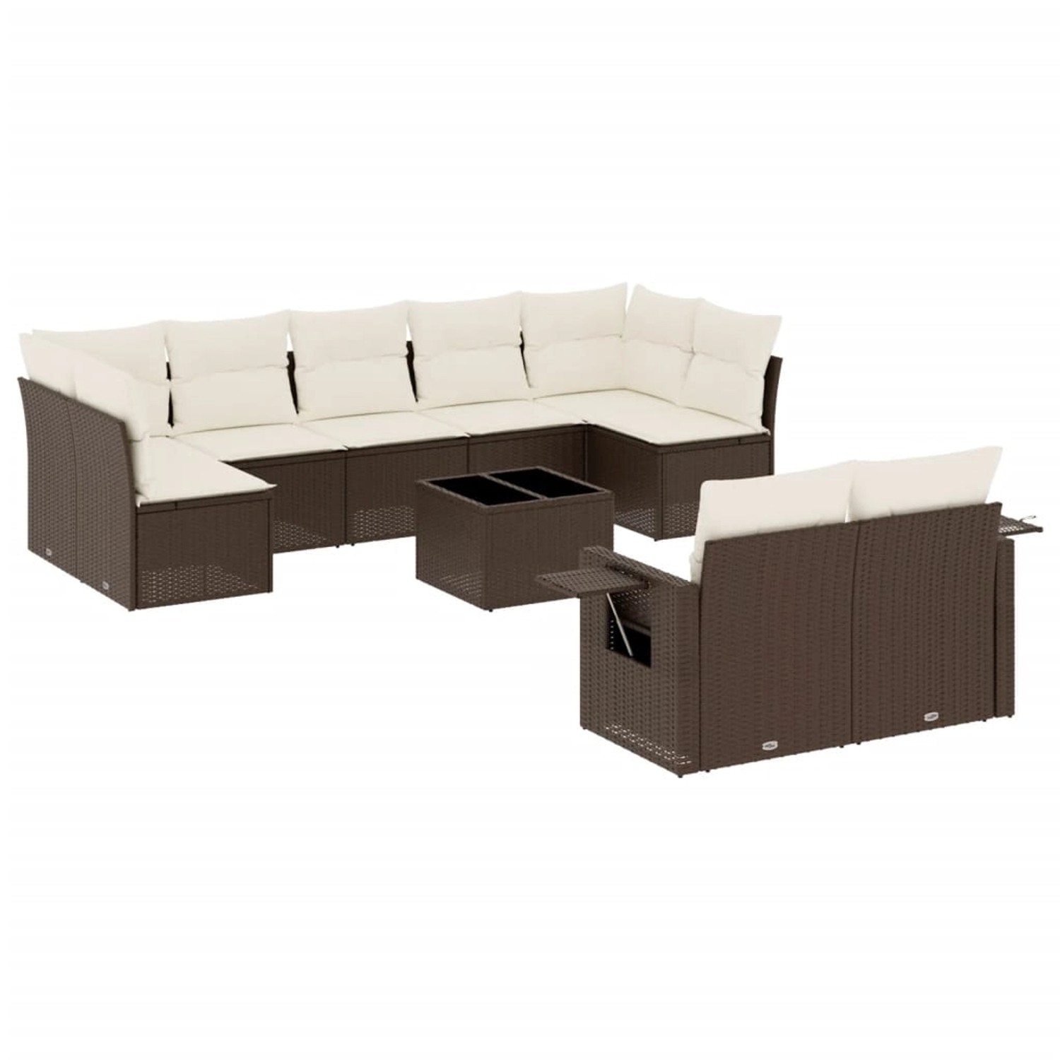 vidaXL 10-Tlg Garten-Sofagarnitur mit Kissen Braun Poly Rattan 3252970 günstig online kaufen