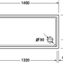 Technische Zeichnung der Duravit Duschwanne Starck Slimline, 140x70x5,5 cm, mit Maßangaben.