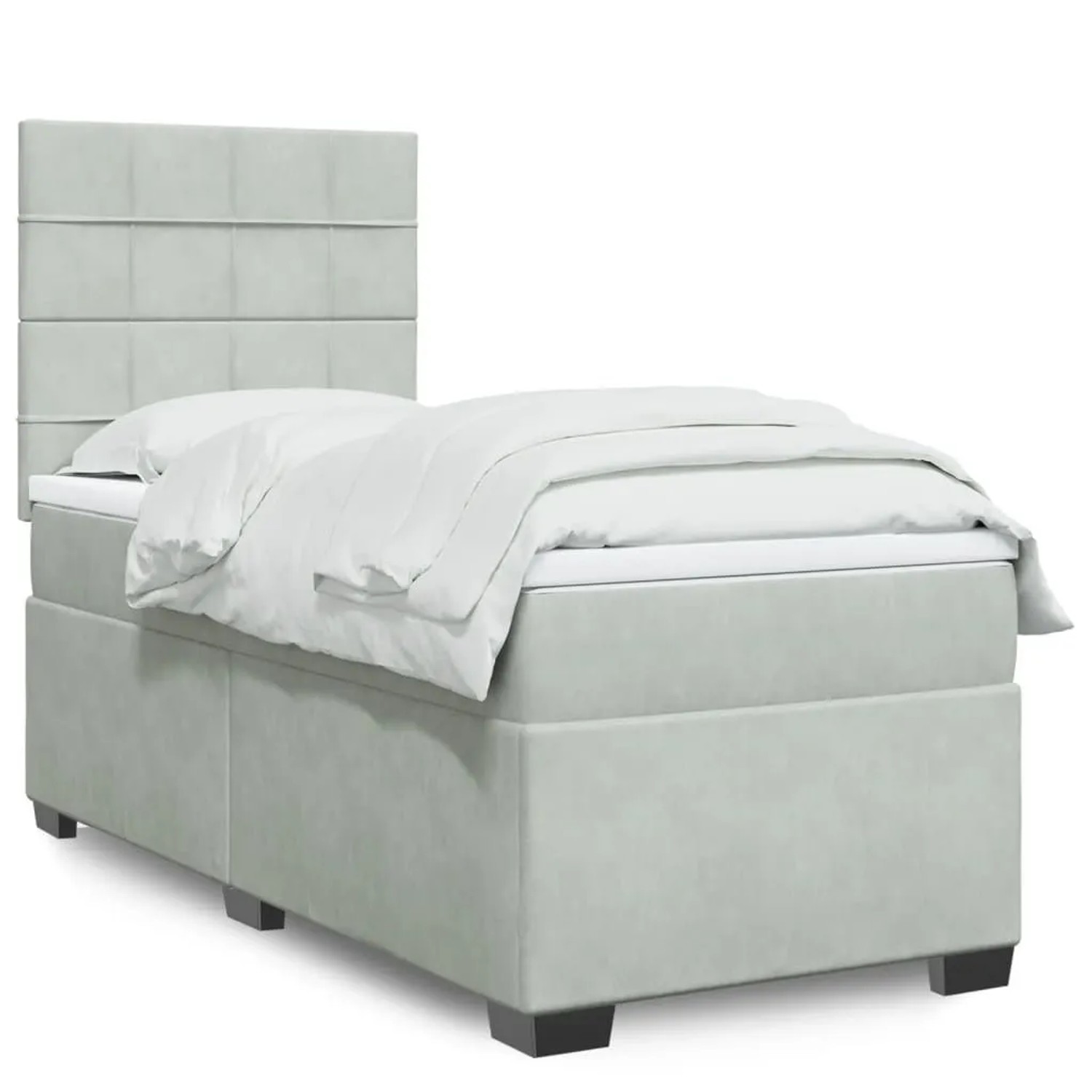 vidaXL Boxspringbett mit Matratze Hellgrau 90x200 cm Samt 3293110 günstig online kaufen