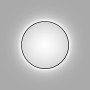 Runder DSK Design LED-Lichtspiegel Silver Globo, Ø 100 cm, mit schwarzem Rahmen und Hintergrundbeleuchtung.