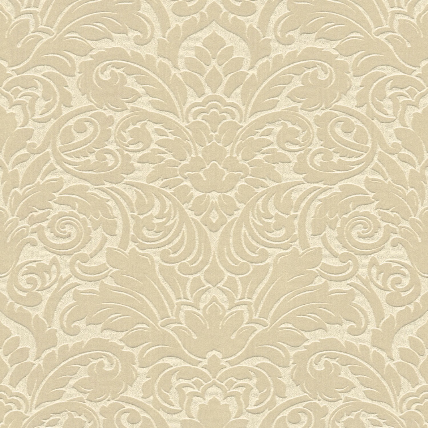 Bricoflor Flock Tapete in Beige Gold Elegante Ess und Wohnzimmer Vliestapete mit Barock Muster aus Samt Vlies Barocktape