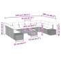 Hellgraues 11-teiliges Garten-Sofa-Set aus Poly Rattan mit Kissen und Tisch.