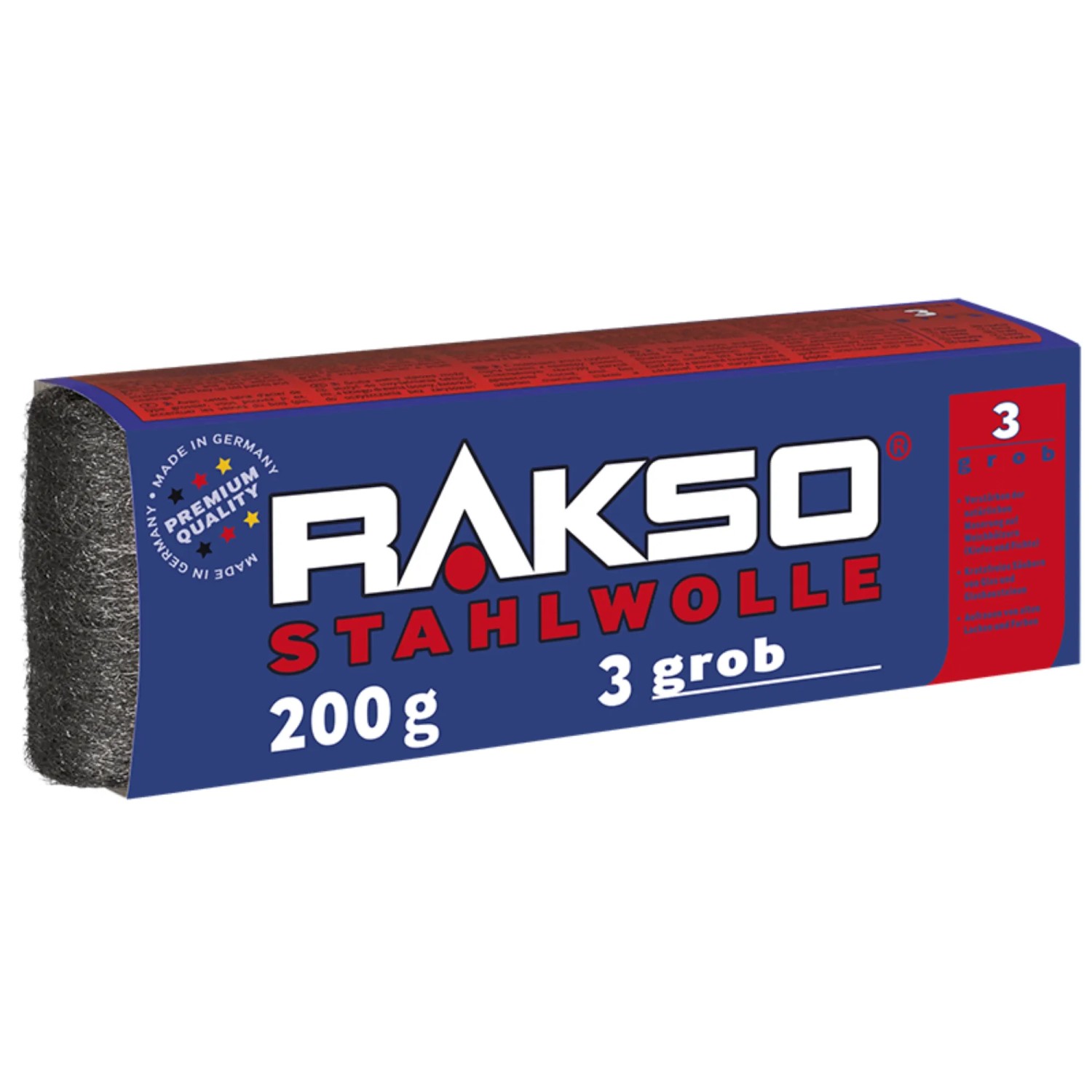 RAKSO Stahlwolle Banderole Sorte 3 Grob 1 x 200g