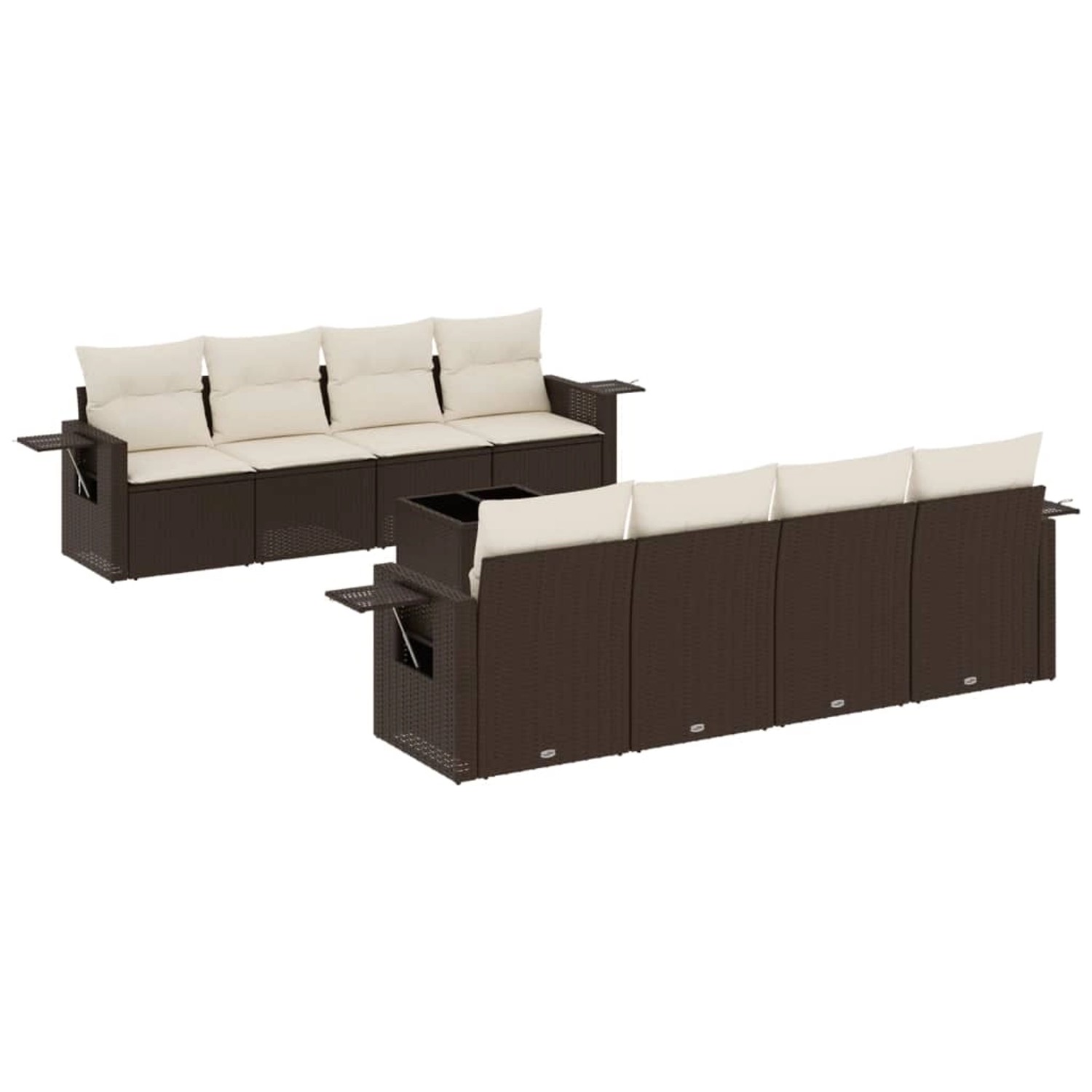 vidaXL 9-Tlg Garten-Sofagarnitur mit Kissen Braun Poly Rattan 3252290 günstig online kaufen