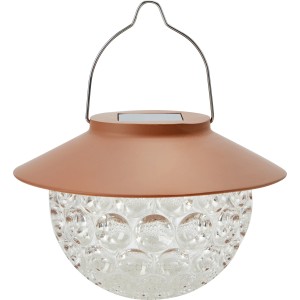 Koralle Solar-LED-Hängeleuchte, Ø 13cm, mit strukturiertem Glas und Aufhängebügel.