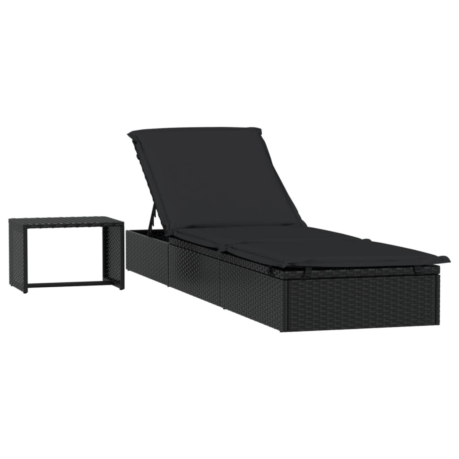 vidaXL Sonnenliege 1 Stk mit Tisch Schwarz Poly Rattan 319634