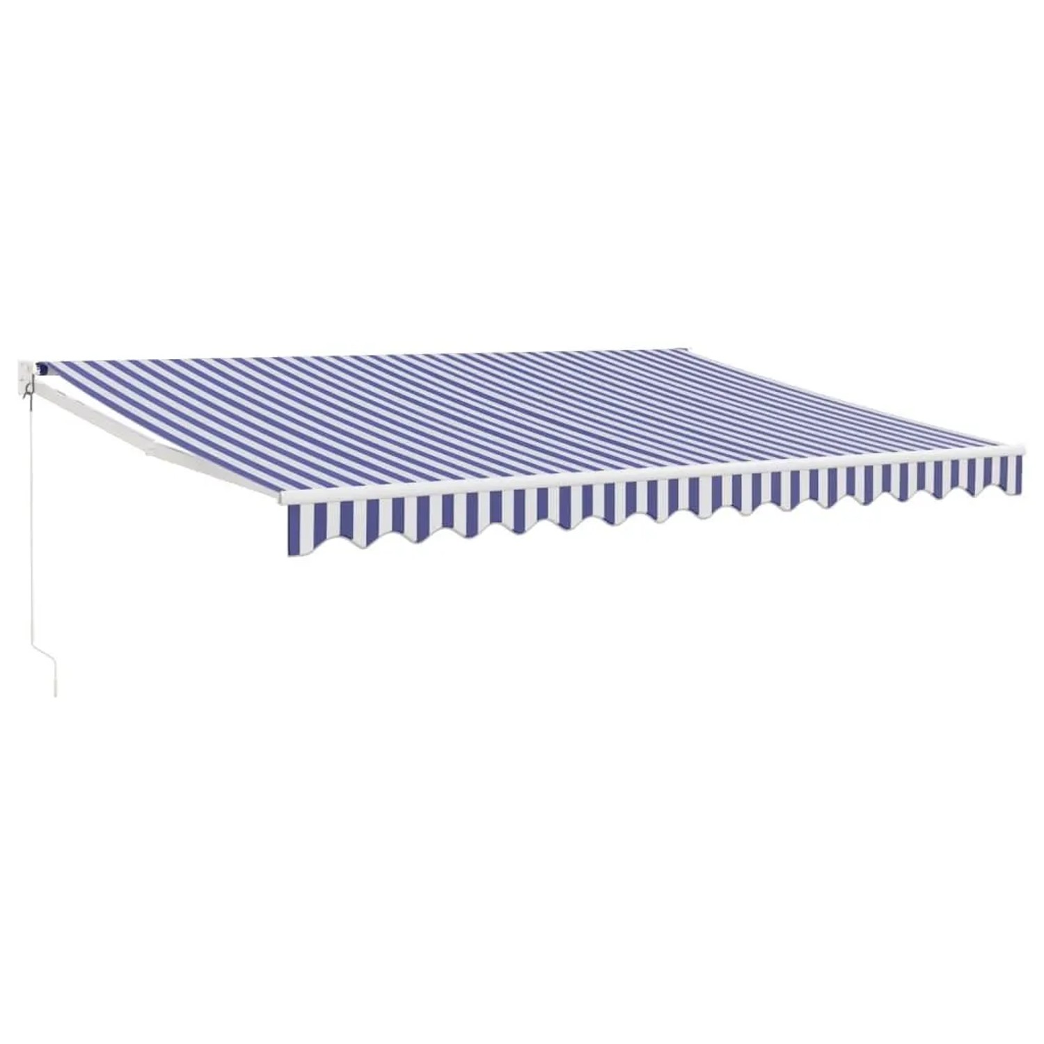 Furnicato Einziehbare Markise 4 5x3 M Aus Aluminium Mit Blau Weißem Polyesterstoff  Uv Beständig