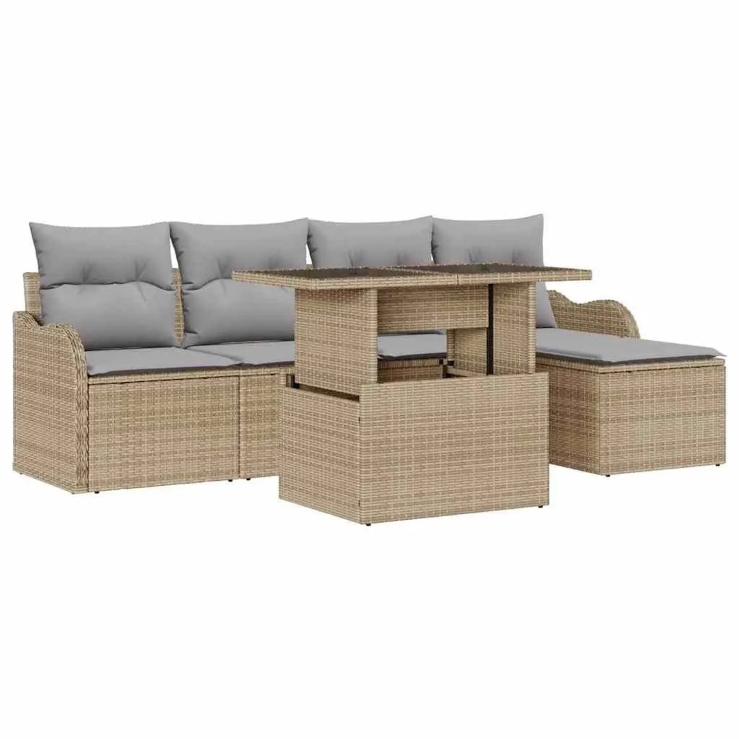 vidaXL Gartensofa-Set mit Kissen 6 Stk Beige Polyrattan 3357183 günstig online kaufen