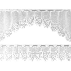 Arsvita Bistrogardinen-Set Mona, 2-teilig, weiße Scheibengardinen mit Blumenmuster und Stangendurchzug.