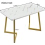 Merax Essgruppe 5-tlg mit 117x68cm Esstisch  4 Samtstühle Braun  Tischbeine Gold_4