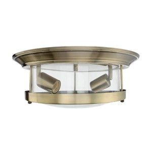 Runde EASYLIGHT Deckenlampe, Ø 40cm, Messing Antik, mit Glas und 2x E27 Fassung.