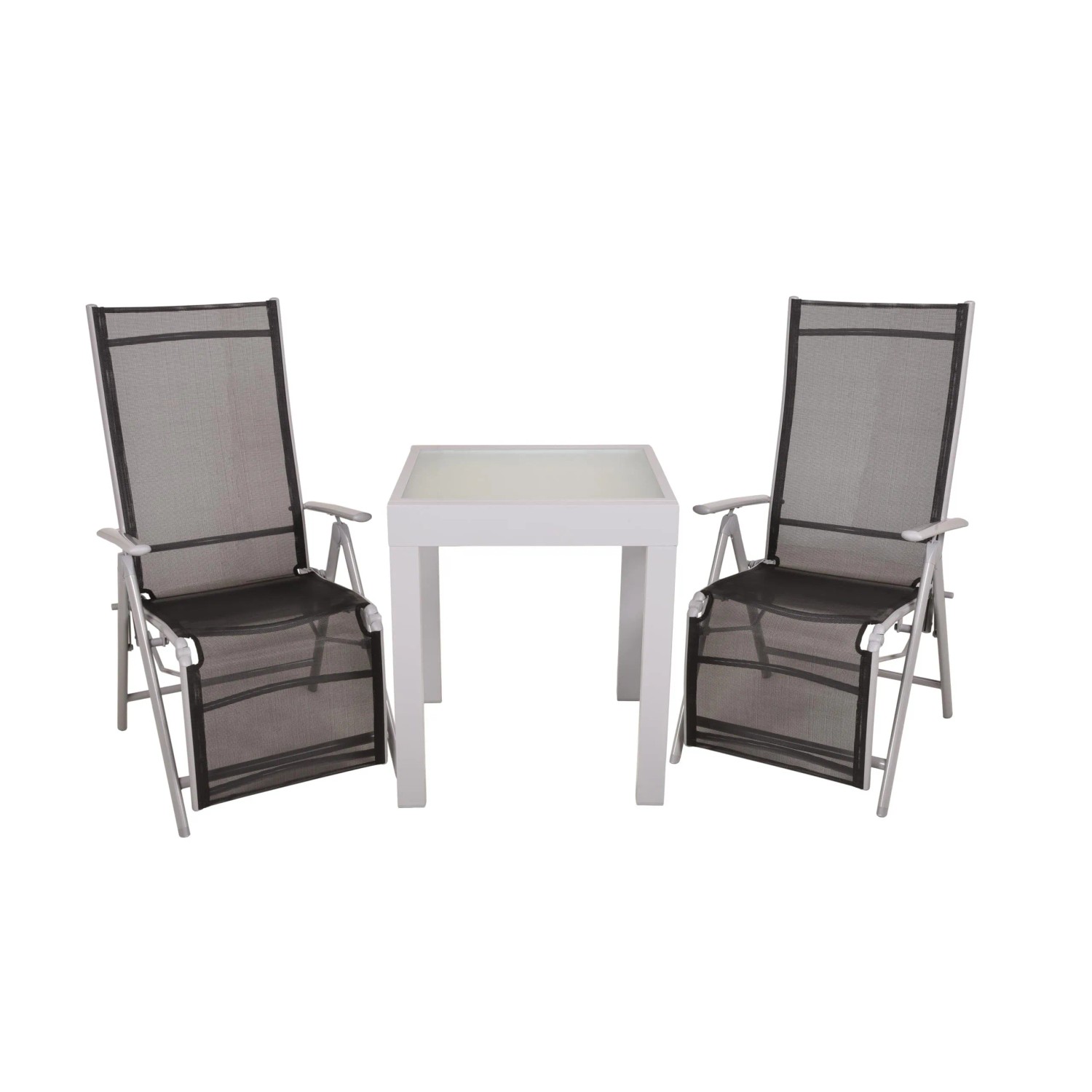 DELUKE Garten-Sitzgruppe LARA 3-tlg. Kunststoff Schwarz Gartenmöbel-Set Gartengarnitur Garten-Essgruppe