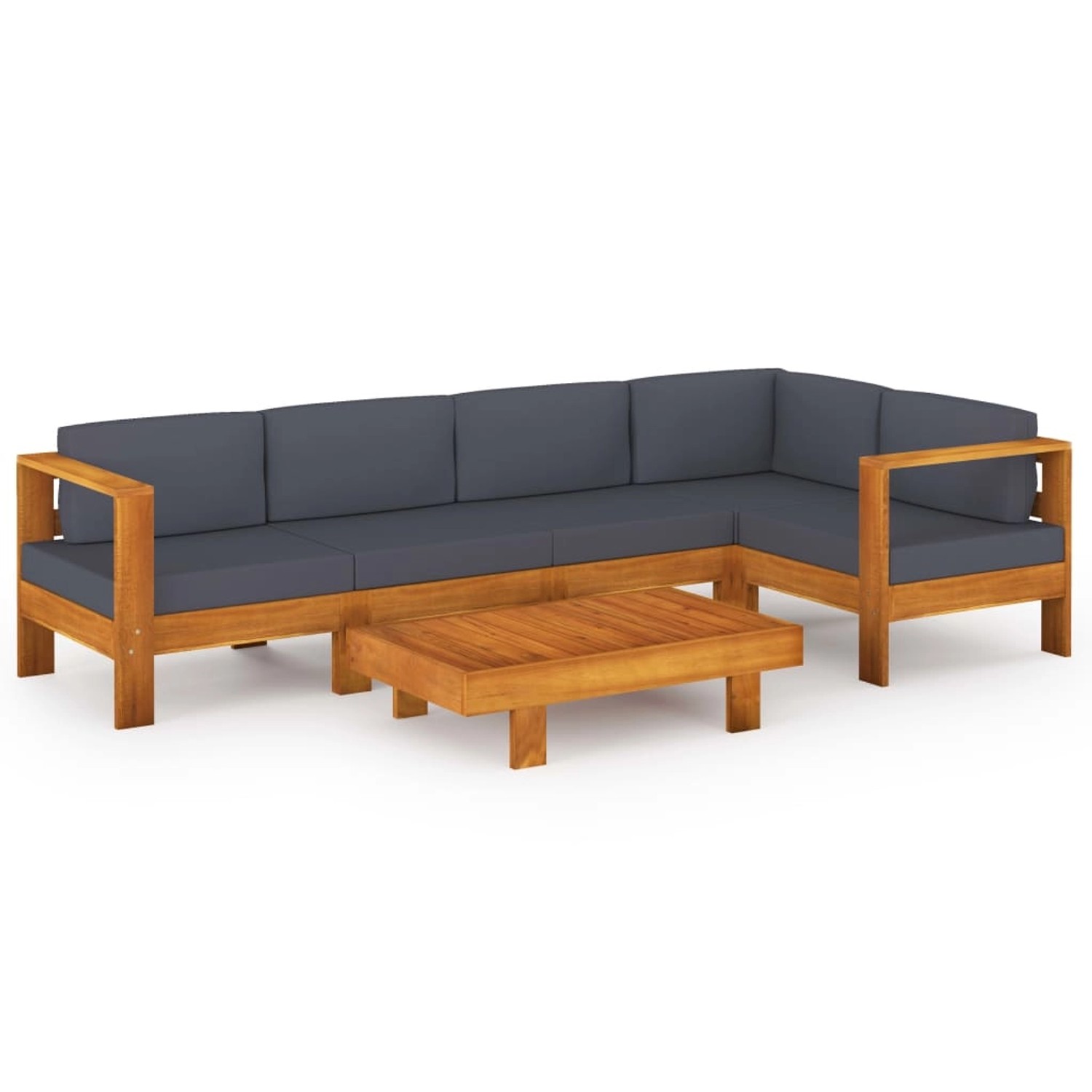 vidaXL 6-tlg Garten-Lounge-Set mit Dunkelgrauen Auflagen Akazienholz Modell 1