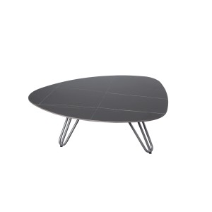 Ovaler, grau-schwarzer Gartentisch Alina von Garden Pleasure, 88x110 cm. Bistrotisch mit Aluminiumgestell und Keramikplatte.