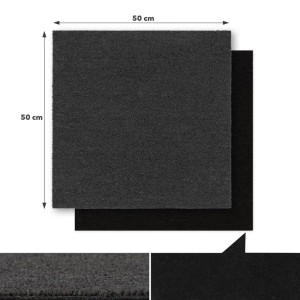 Anthrazitfarbene Karat Teppichfliese Moskau, 50x50 cm, selbstliegend und rutschhemmend.