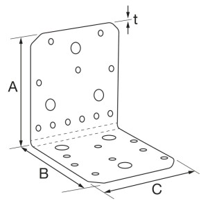 Feuerverzinkter Simpson Winkelverbinder 70x70x55 mm für Holzkonstruktionen, mit Bohrlöchern zur Montage.