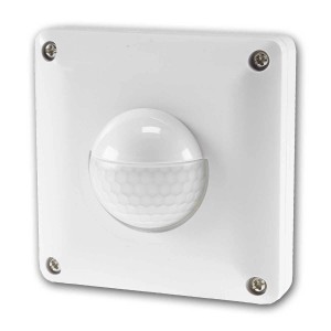 Weißer Unterputz Bewegungsmelder mit 190 Grad Erfassungswinkel für Lampen & Leuchten.