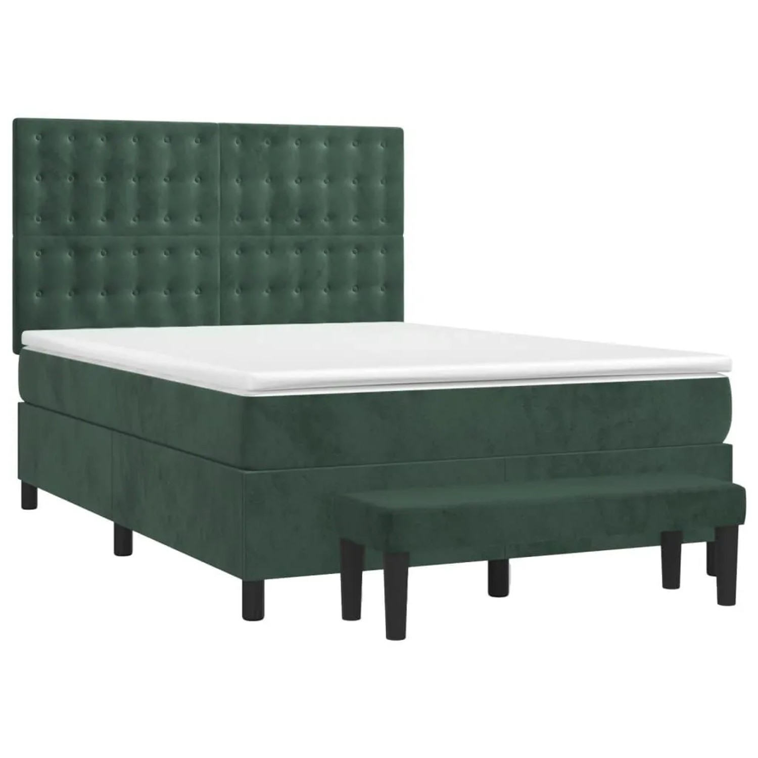vidaXL Boxspringbett mit Matratze Dunkelgrün 140x190 cm Samt 3138082 günstig online kaufen