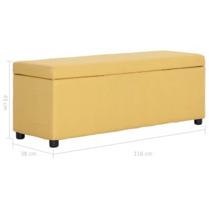 Gelbe vidaXL Bank mit Staufach, 116 cm breit, aus Polyester. Möbel für Wohnzimmer und Flur.