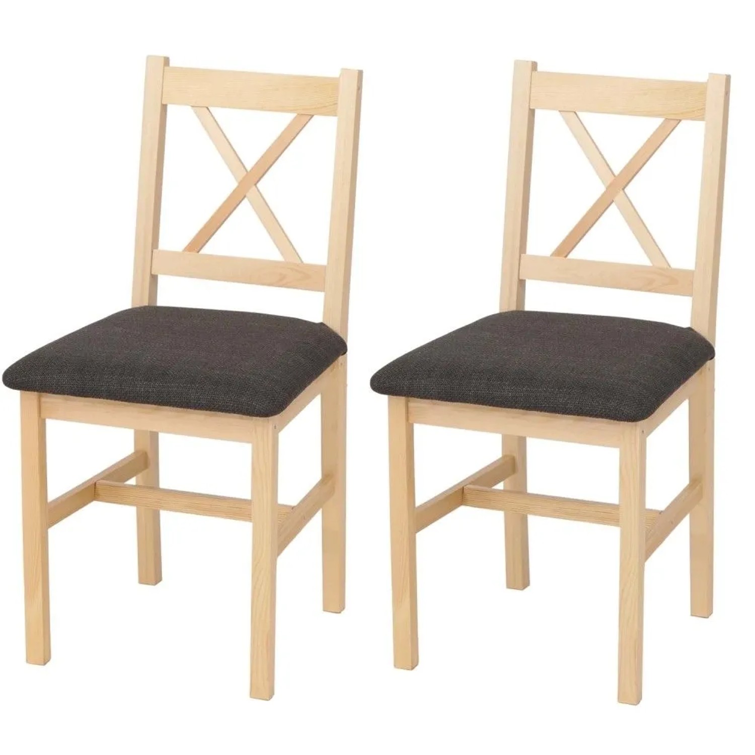 MCW Esszimmerstuhl F77 2er-Set Natur Polster Schwarz