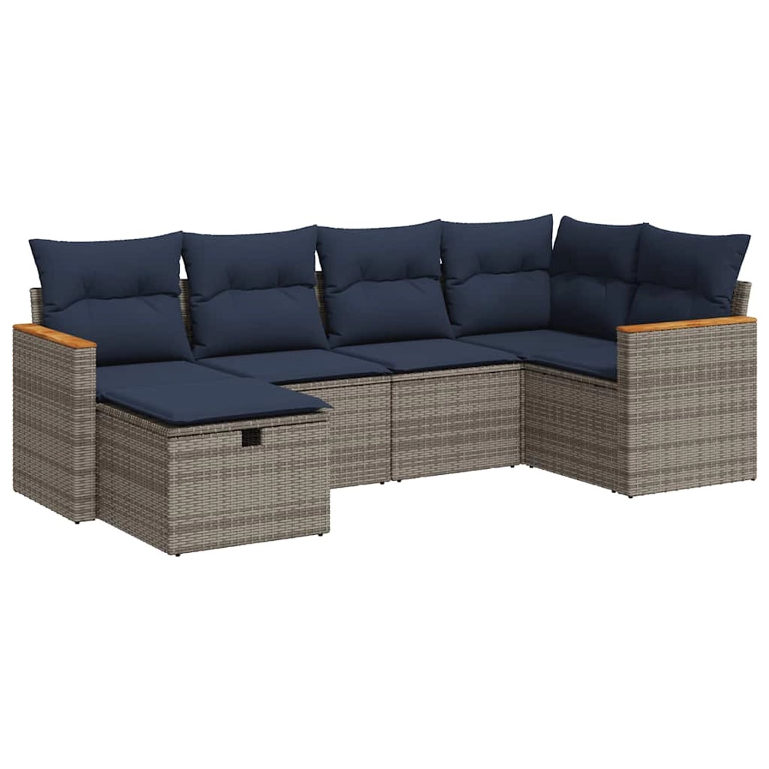 vidaXL 6-Tlg Garten-Sofagarnitur mit Kissen Grau Poly Rattan 3325918