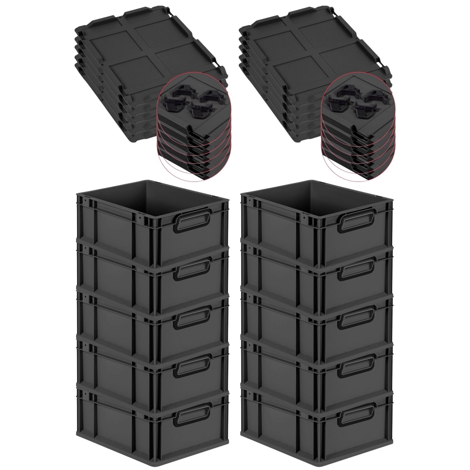 PROREGAL SuperSparSet 10x Eurobox Nextgen Color Mit Auflagedeckel HxBxT 17x günstig online kaufen