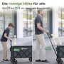 Sekey Bollerwagen faltbar, grau, mit verstellbarem Griff für Kinder und Erwachsene.