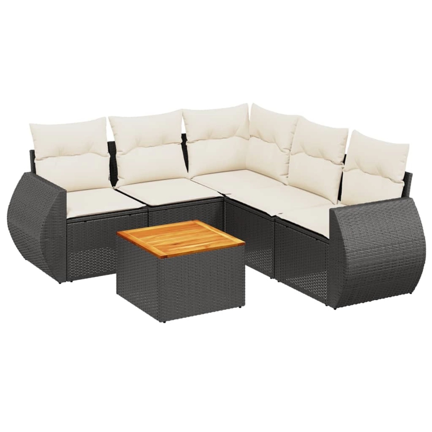 vidaXL 6-Tlg Garten-Sofagarnitur mit Kissen Schwarz Poly Rattan 3224999 günstig online kaufen