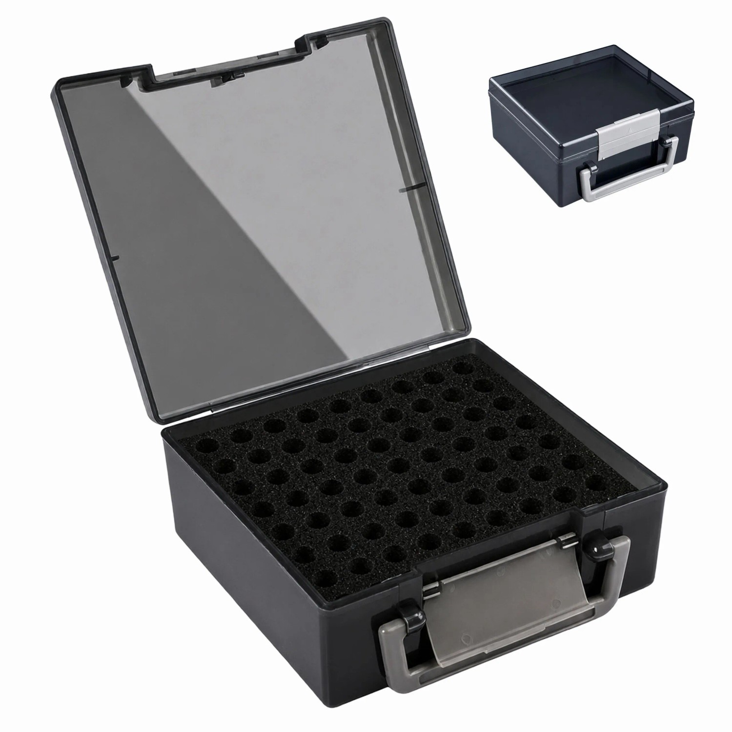 Relaxdays Batteriebox Polypropylen Grau 72-Fächer für AA und AAA