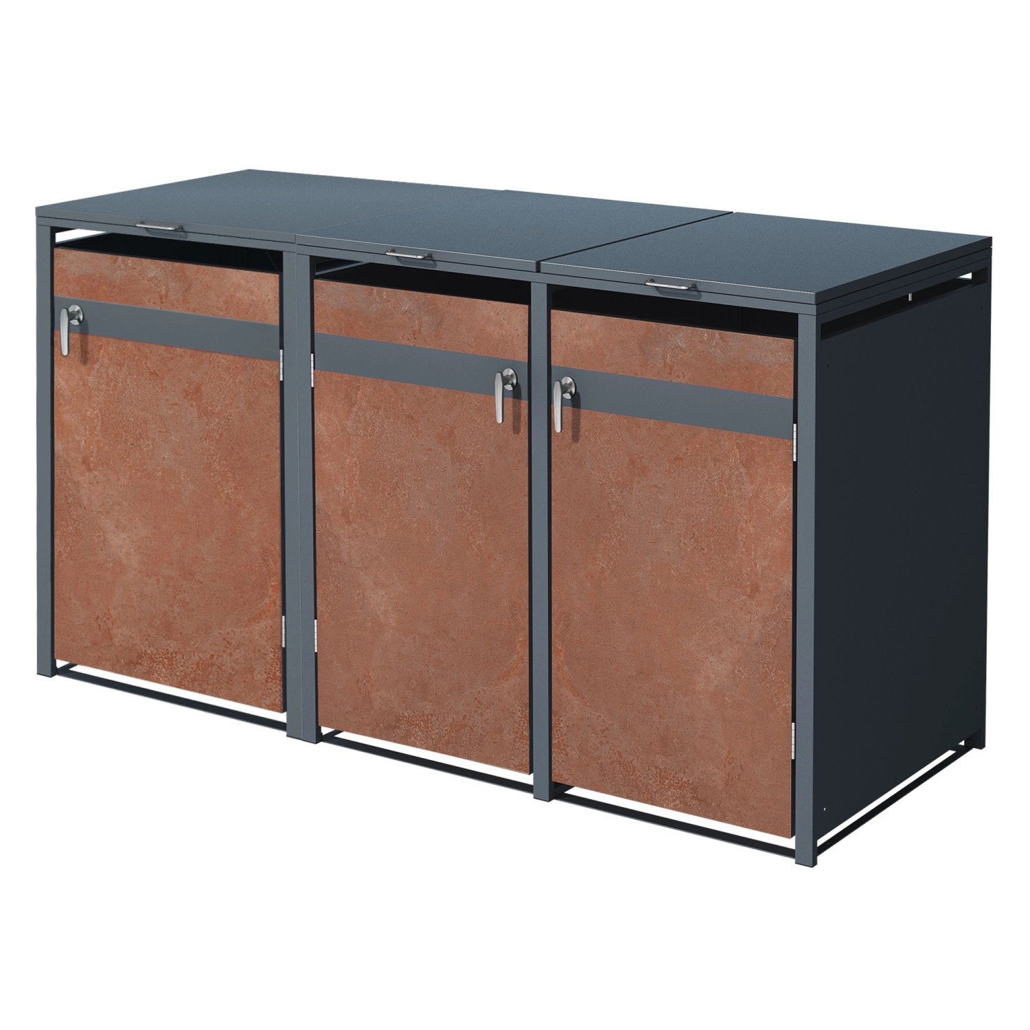 ML-Design Mülltonnenbox 3Er 240L 200x80x116,3cm Anthrazit-Rostoptik Abschli günstig online kaufen