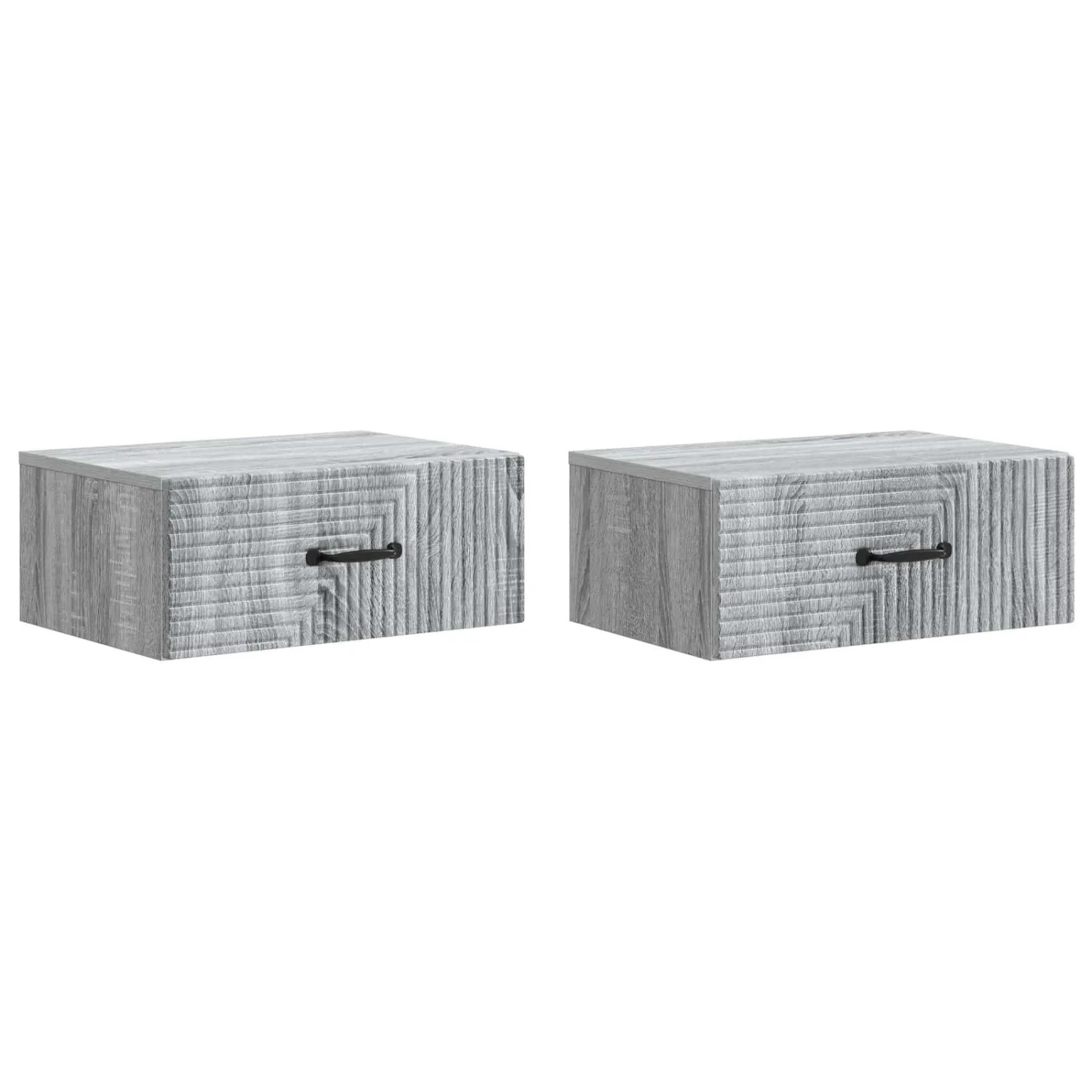 vidaXL Wandmontierter Nachttisch 2 Stk Graues Sonoma 49 x 34,5 x 20 cm 898628