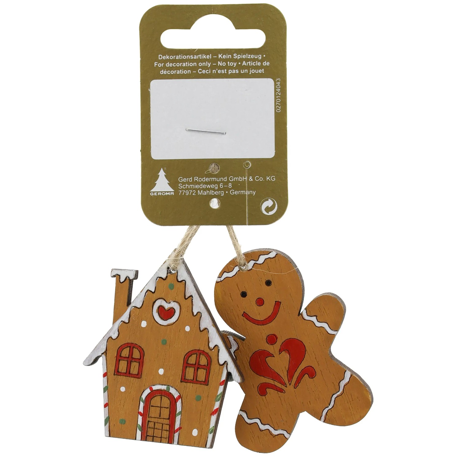 Weihnachts-Deko Haus und Lebkuchenmann 5,8 x 4,8 x 0,5 cm Braun-Rot 2 Stück